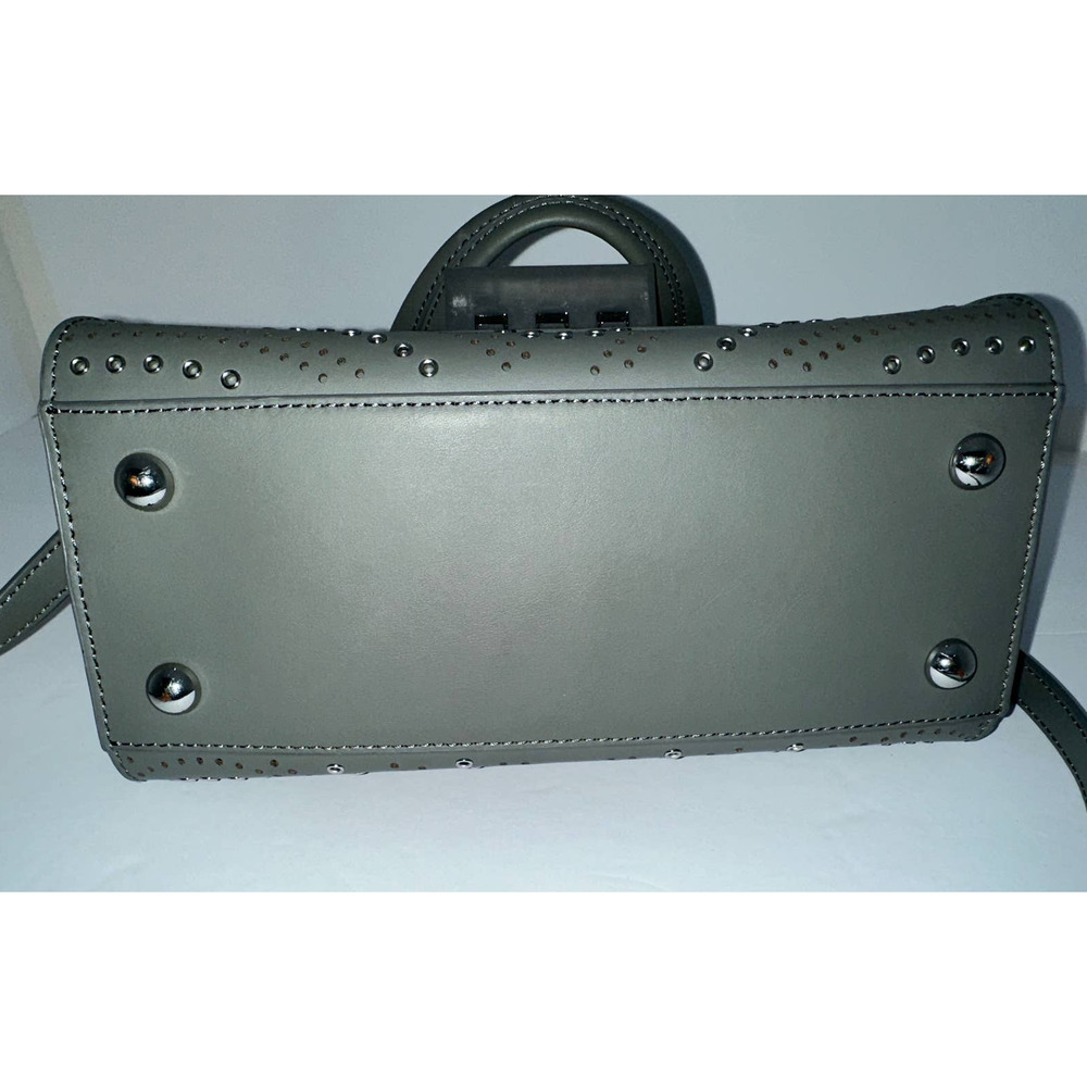 Zac Posen Gray Leather Laser‎ Cut Studded Purse Handbag - Picture 6 of 6